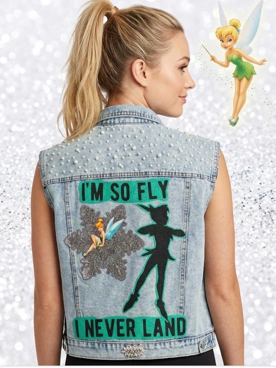 Disney Upcycle Jackets & Blazers - Disney Upcycled Peter Pan and Tinkerbell Neverland Denim Vest - Size XL